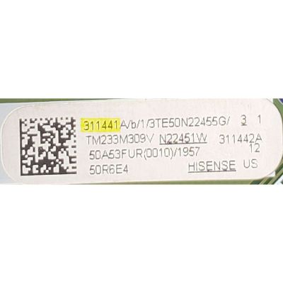 MAIN FUENTE COMBO ORIGINAL PARA TV HISENSE 4K UHD SMART TV / NUMERO DE PARTE 311441 / RSAG7.820.11723/ROH / 311442 / 50A53FUR / 3TE50N22455G / PANEL HD500Y1U52-T0L2 / DISPLAY T500QVN04.1 / T500QVN03.7 / MODELO 50R6E4 50A53FUR - Imagen 2